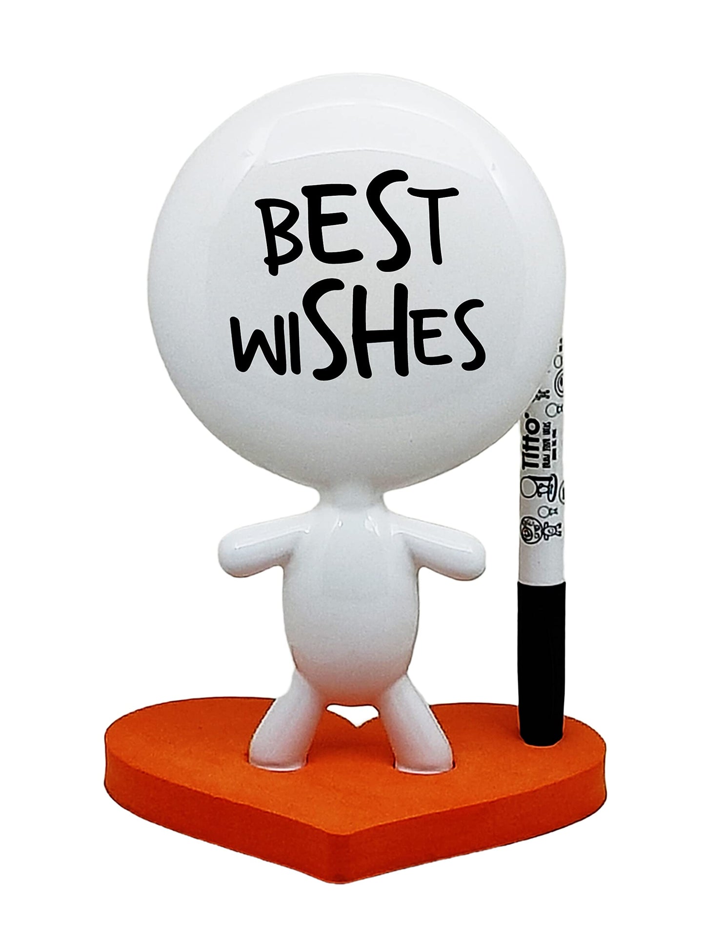 Estudio MW TITTO in Love, Draw Your Ideas - Back to School Gadgets Desk Gifts - Small Desktop Whiteboard Dry Erase - Ceramic Doll - Orange Office - Create Funny Faces (Orange)