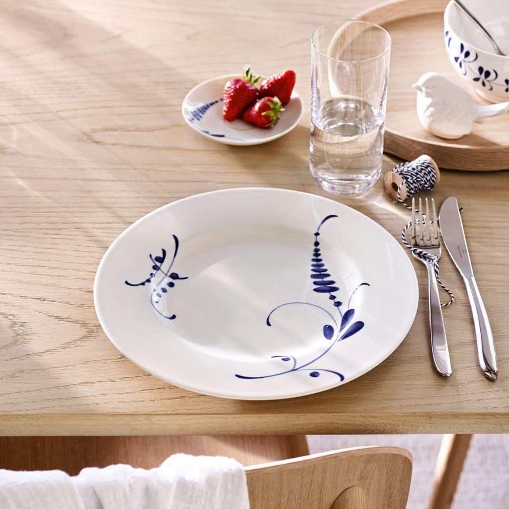 Villeroy & Boch Old Luxembourg Brindille Rim Soup, 9.5 in, Premium Porcelain, White/Blue