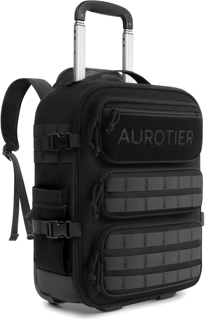 Rolling Tactical Laptop Backpack, Underseat Travel Backpack with Wheels, 16 Inch Wheeled Military Computer Backpack for Me...