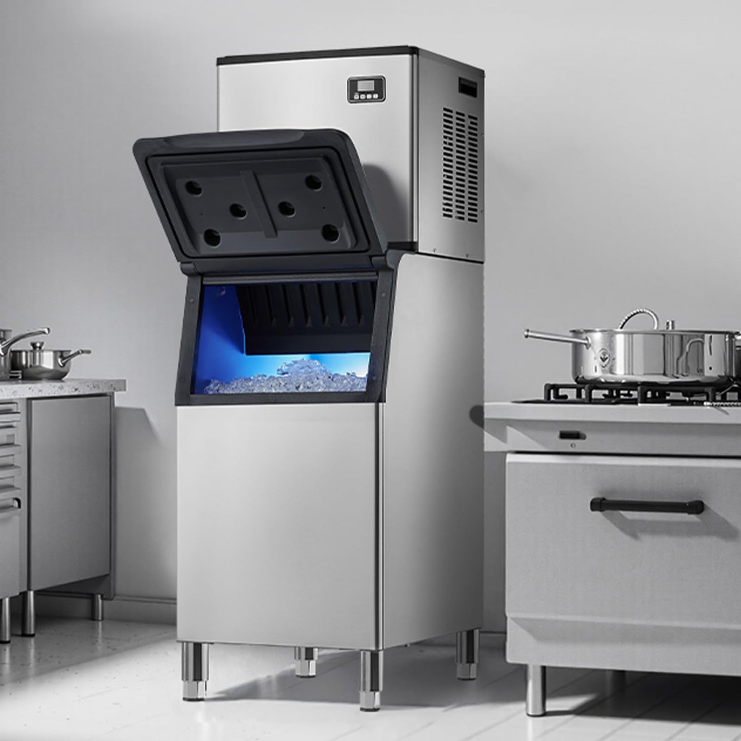 VEVOR Commercial Ice Maker Machine, 360LBS/24H Ice-Making Machine with 300LBS Large Storage Bin, Auto Self-Cleaning Ice Maker with Touchscreen for Bar Cafe Restaurant Business Commercial