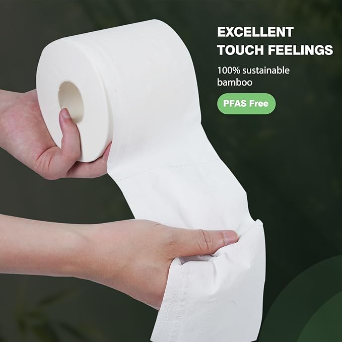 Bamboo Toilet tissue Paper, 3 Ply, Sustainable Toilet Tissue, 9 Rolls and 350 Sheets Per Roll - Septic Safe - Organic, Plastic Free, BPA and Chlorine Free