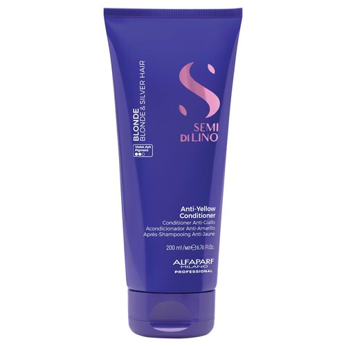 Alfaparf Milano Semi di Lino Anti-Yellow Gift Set for Blonde, Platinum and Silver Hair - Sulfate Free Shampoo, Conditioner and Spray - Removes Yellow and Brassy Tones - Corrects Brassiness