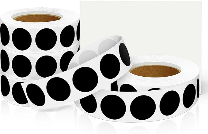 0.75 Inch 4Rolls 4000pcs Colorful Dots Sealing Stickers,3/4"Round Permanent Adhesive Color Coding Labels,Black Dots Stickers for Home Decorative, Storage Bins, Moving Containers & Organization