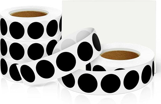 0.75 Inch 4Rolls 4000pcs Colorful Dots Sealing Stickers,3/4"Round Permanent Adhesive Color Coding Labels,Black Dots Stickers for Home Decorative, Storage Bins, Moving Containers & Organization