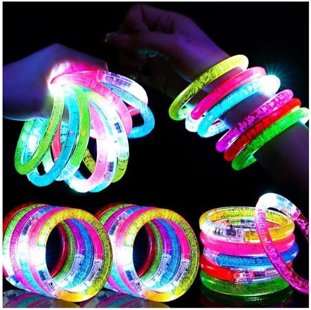 Mikulala 24Pcs Glow in the Dark Party Supplies for Kids/Adults, Flashing Light up Toys LED Bracelets Valentines Glow Stick...