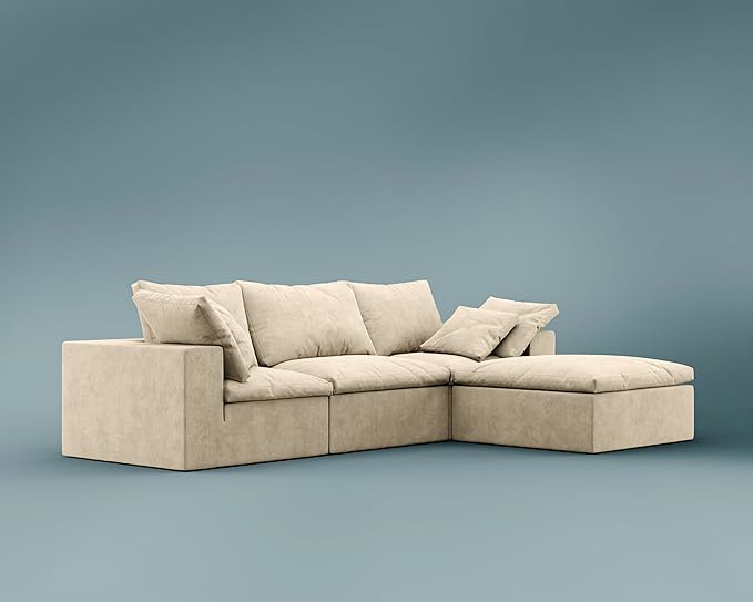 ROVE LAB R4 Sofa Sectional – Cloud-Soft SmartFoam® Comfort – Fully Modular, No-Tool Setup – 100% Foam Structure – Hypoallergenic, Spill-Resistant, Pet Friendly (Performance Weave, Silicon Sand)