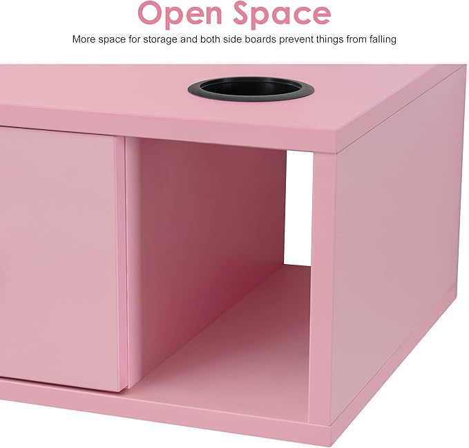 BarberPub Wall Mount Station with Drawers Styling Cabinet Open Storage Beauty Salon Spa Equipment 2502 (Pink)