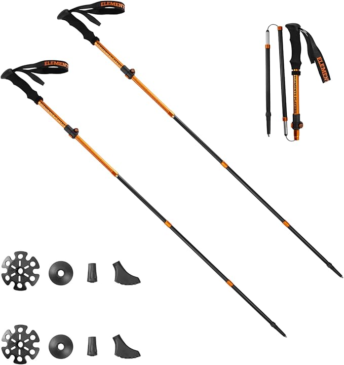 Ultralight & Strong Aviation 7075 Aluminum Trekking Poles (2pcs) - 3-Section Telescopic Shickproof Hiking Sticks with EVA ...