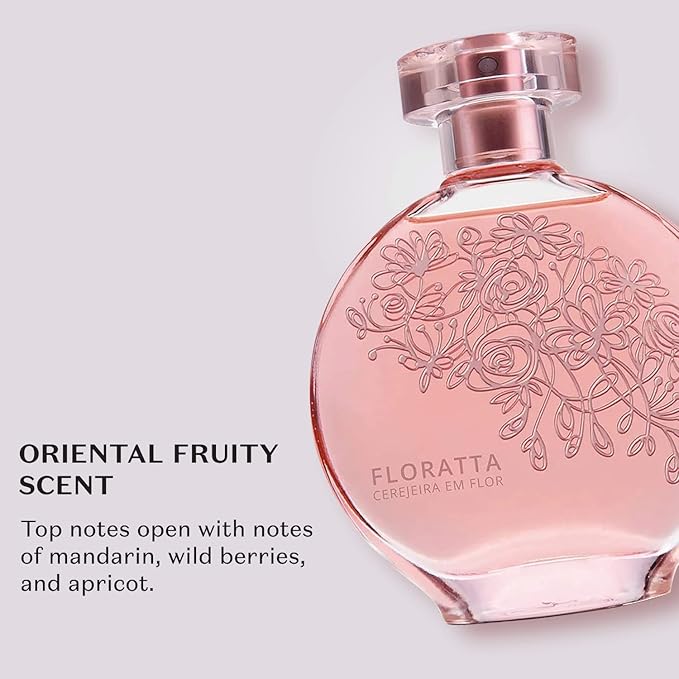 O Boticário Floratta Cherry Blossom Eau de Toilette, Long-Lasting, Fruity Floriental Fragrance Perfume for Women, 2.5 Ounce