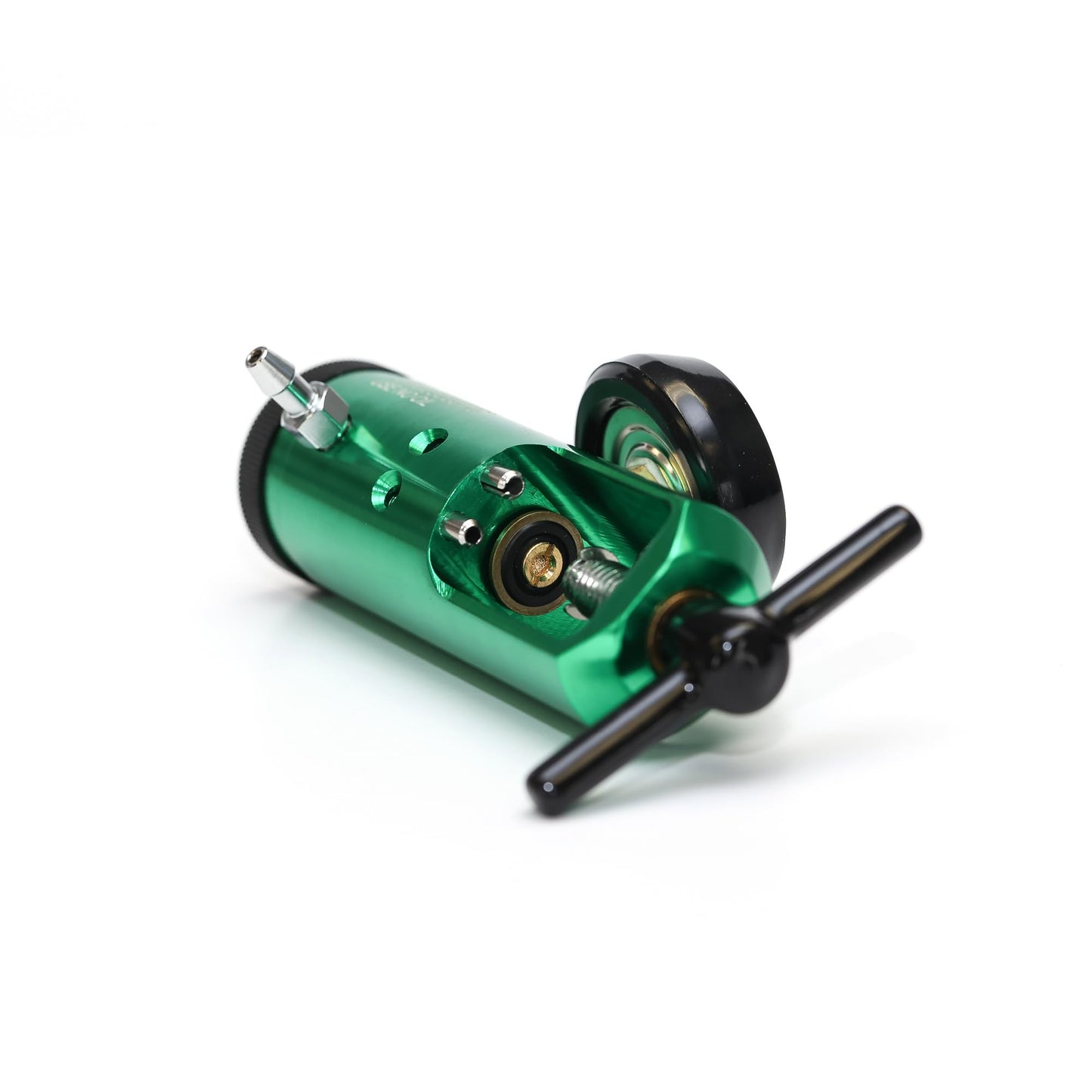 AireMed Oxygen Regulator 0-15LPM, CGA-870 Gauge Flow Rate – Includes Wrench Key, 5 Brass Yoke Washer Seals, and 2 Oxygen Tubing Swivel Connectors - Ergonomic Handle Design – Green