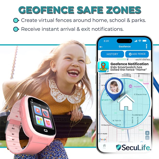 Kids Watch with GPS Tracker, Two-Way Calling, Tracking & SOS Alerts - Back to School Kids Smart Watches for Girls with Geo-Fencing, School Mode, Water Resistant, Long Battery Life & Parental Controls