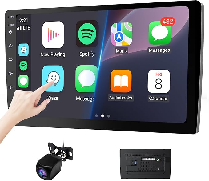 Haudio 10.1" Double Din Car Stereo, Touchscreen Car Radio with Wireless Apple CarPlay & Android Auto, Bluetooth 4.1, HD Ba...