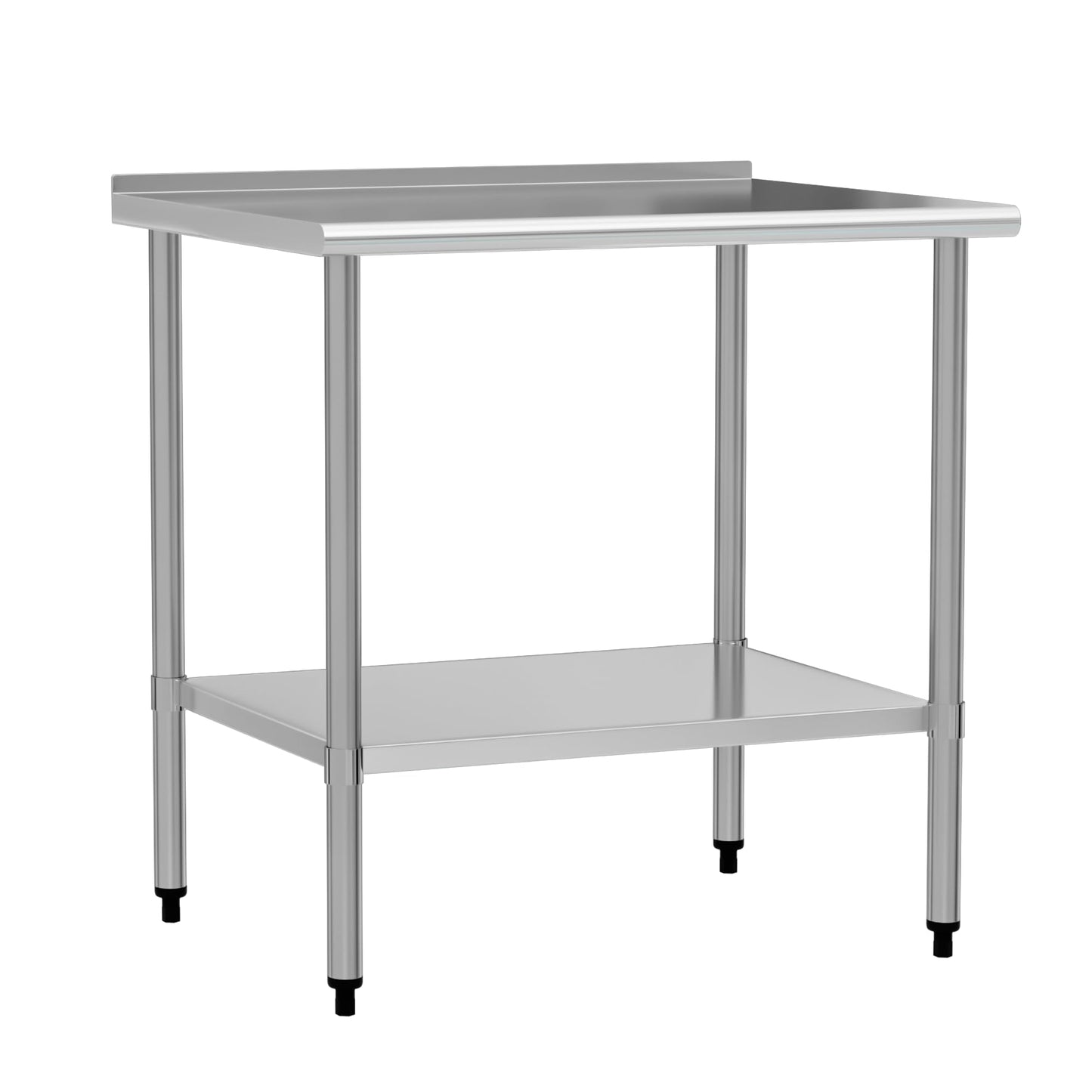 Chingoo Stainless Steel Work Table 30x36 Inch with Adjustable Undershelf & Backsplash, Heavy-Duty Prep Table for Commercial Kitchen, Restaurant, Garage, Outdoor