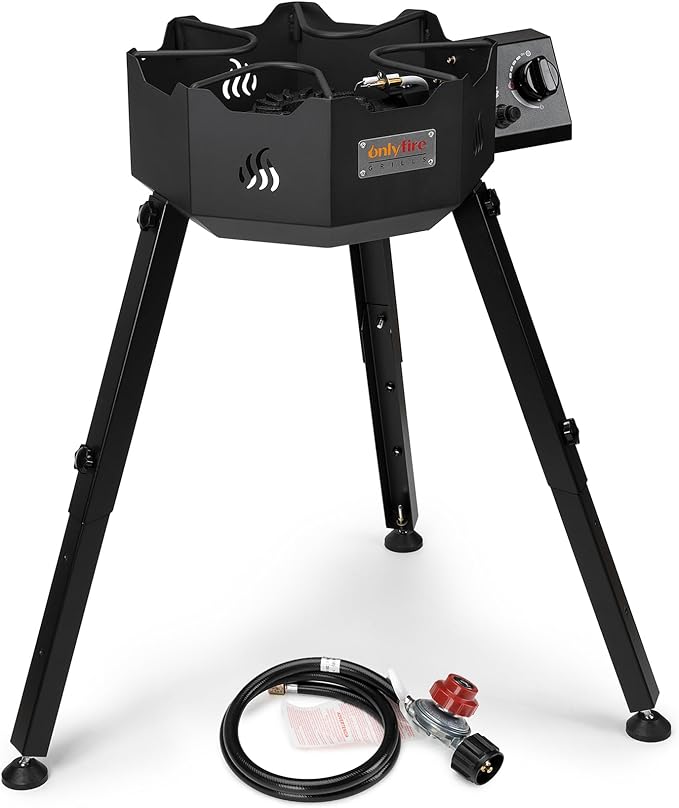 ONLYFIRE GRILLS Portable Gas Burner with Adjustable Removable Legs, Propane Camping Stove for Backyard RV Tailgating Outdo...