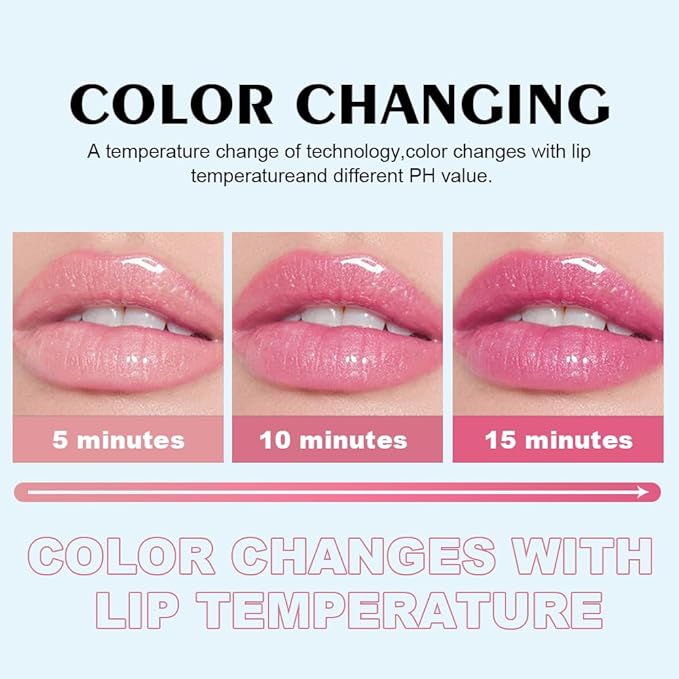 Shimmering Magic PH Color Changing、Hydrating Lip Glow Oil, Plumping Lip Gloss, Moisturizing Lip Oil Gloss, Transparent Moisturizing Lip Balm, Natural Lip Plumper(01 STRAWBERRY BOMB)