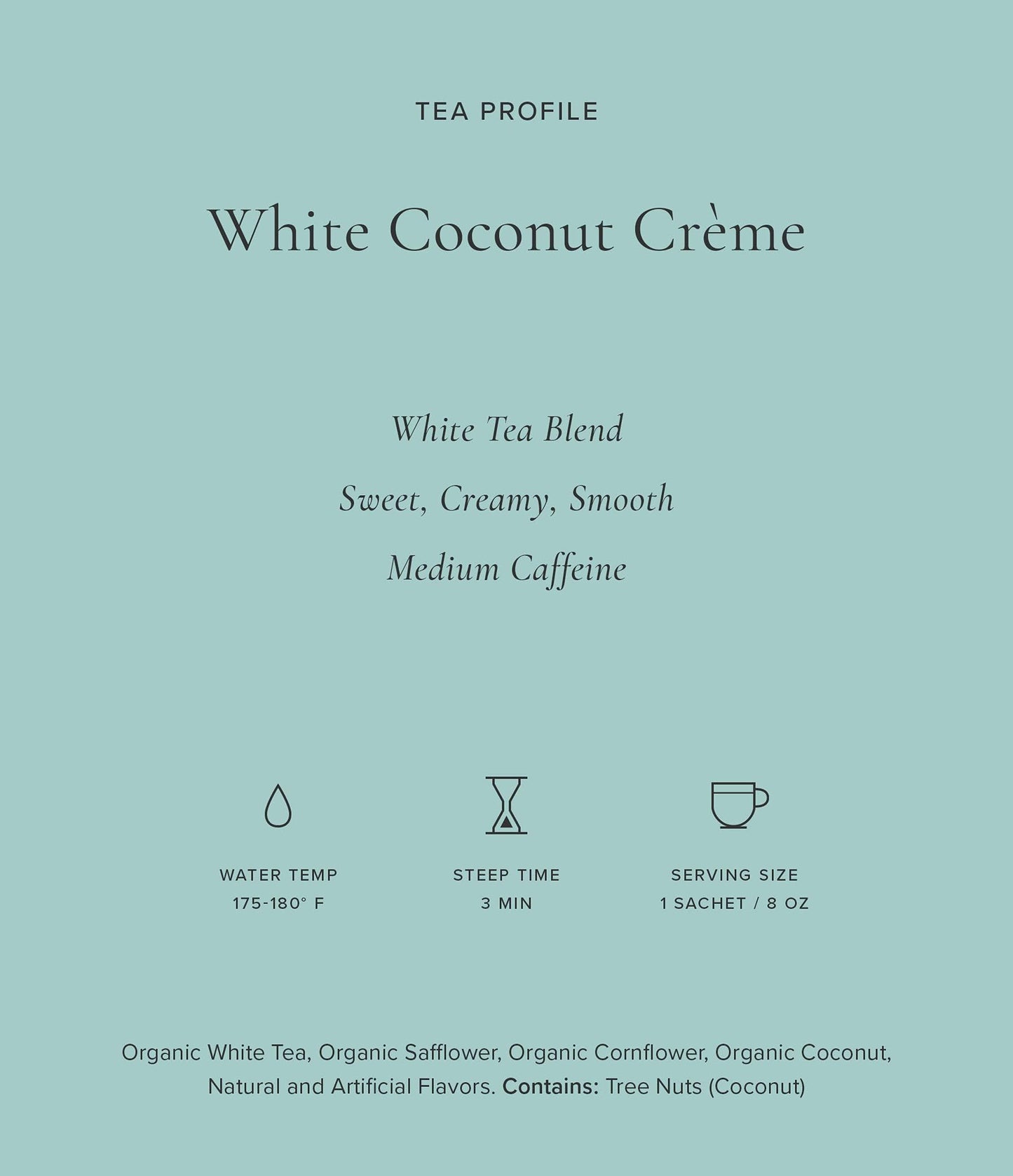 Art of Tea | Organic White Coconut Crème | 12 Count Eco Friendly Sampler Box Assortment | Premium Caffeinated Organic White Tea Variety | Biodegradable Sachets