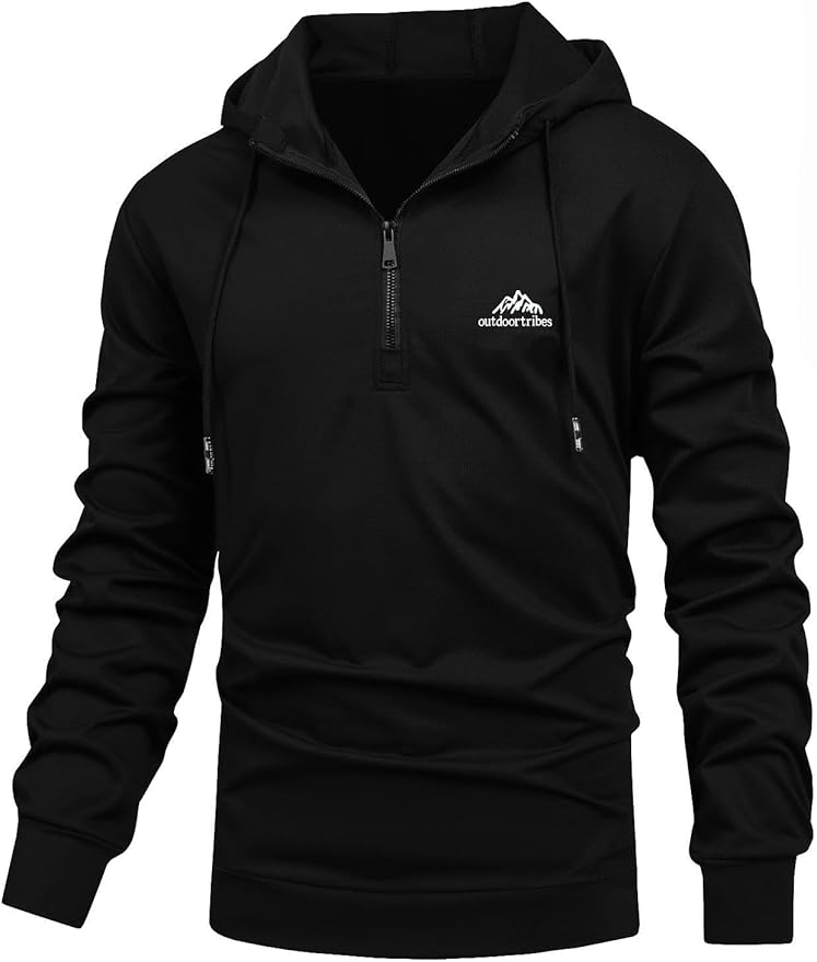 Mens Quarter Zip Hoodies Long Sleeve Casual Pullover Sports Outdoor Athletic Sweatshirts