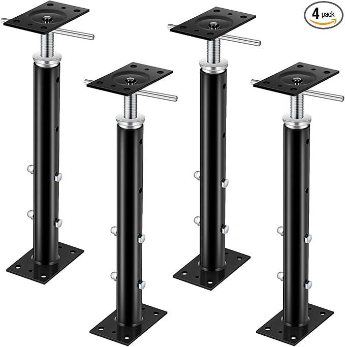 Yaocom 4 Pcs Adjustable Jack Post, 19"-36" Height Range, Basement Floor House Screw Jacks for Lifting Joist Beam Brace for Cellar Ceiling, Center Point Load Capacity 11023 Lbs (Black)