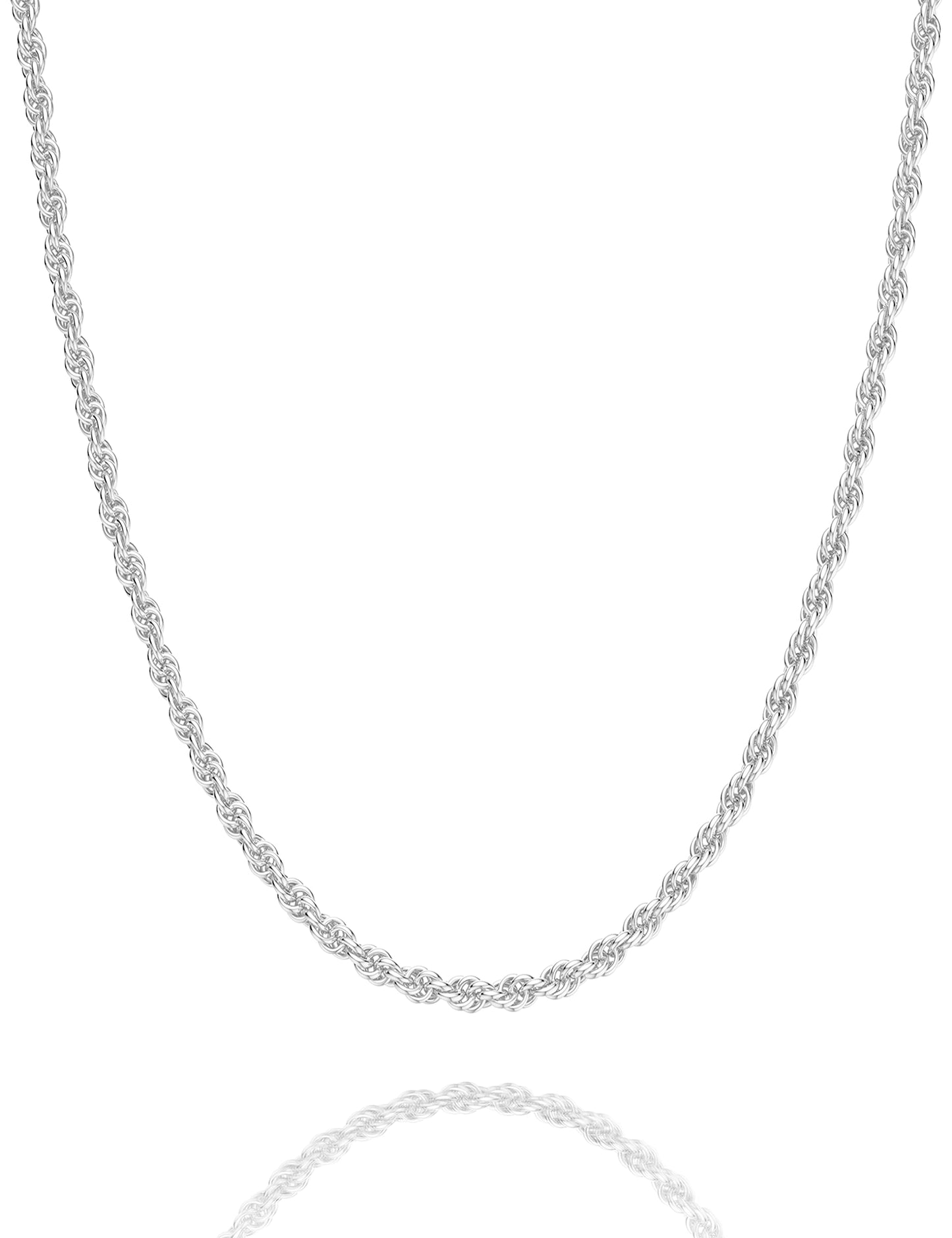 Waitsoul 925 Sterling Silver Rope Chain Lobster Clasp 2mm Silver Chain for Men Women Silver Necklace Chain 26 Inch
