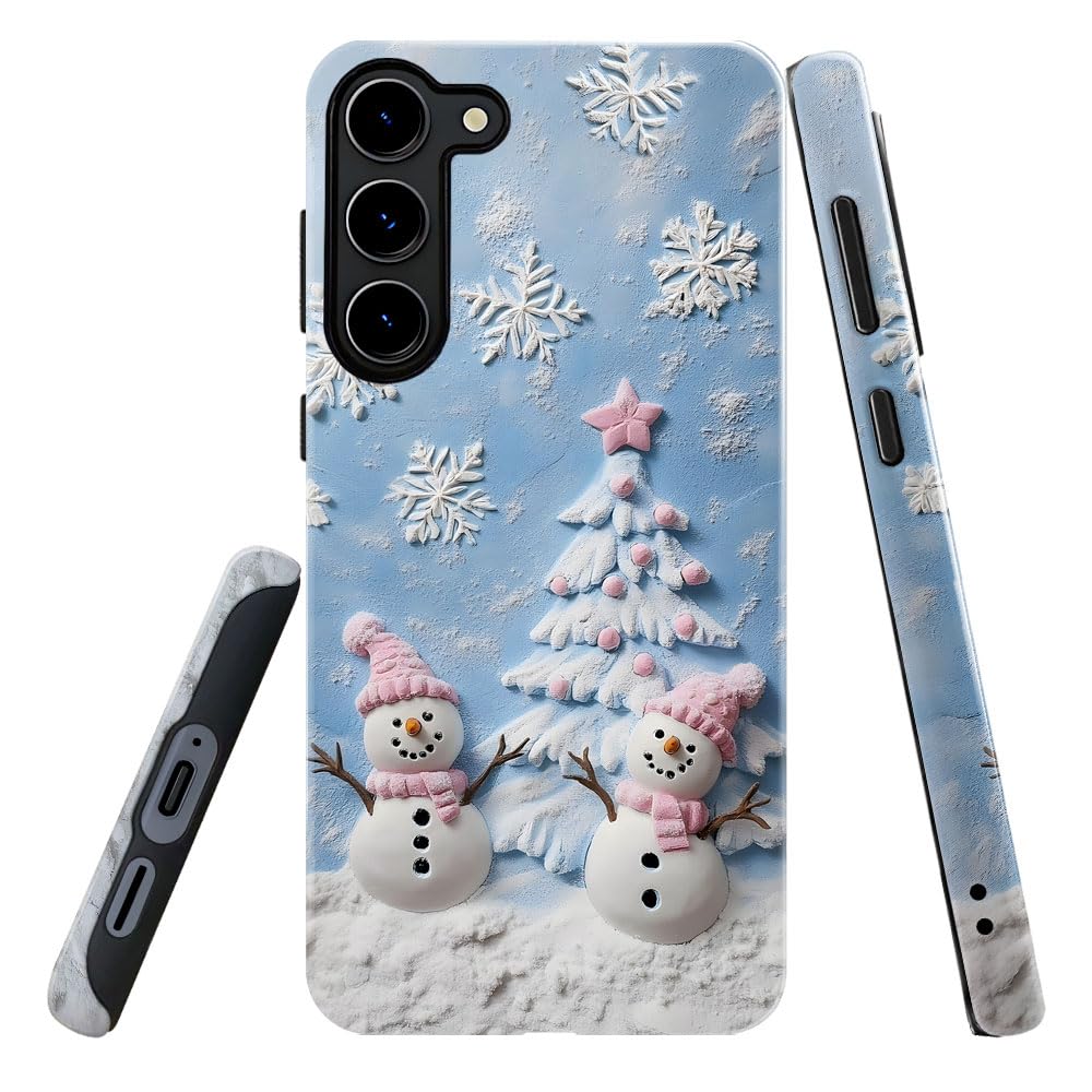 DAIZAG Case for Samsung Galaxy S23,Military-Grade Protection Cover,Cute Snowman Flower Christmas Tree(Glossy)