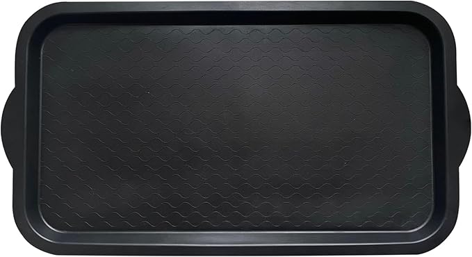PetLike Boot Tray for Entryway, Pet Food Mat, Waterproof Rubber Shoe Mat for Indoor and Outdoor, Multi-Purpose Tray for Boots, Shoes, Pets, Garden (Black, 1PACK 29.5X16 INCH)