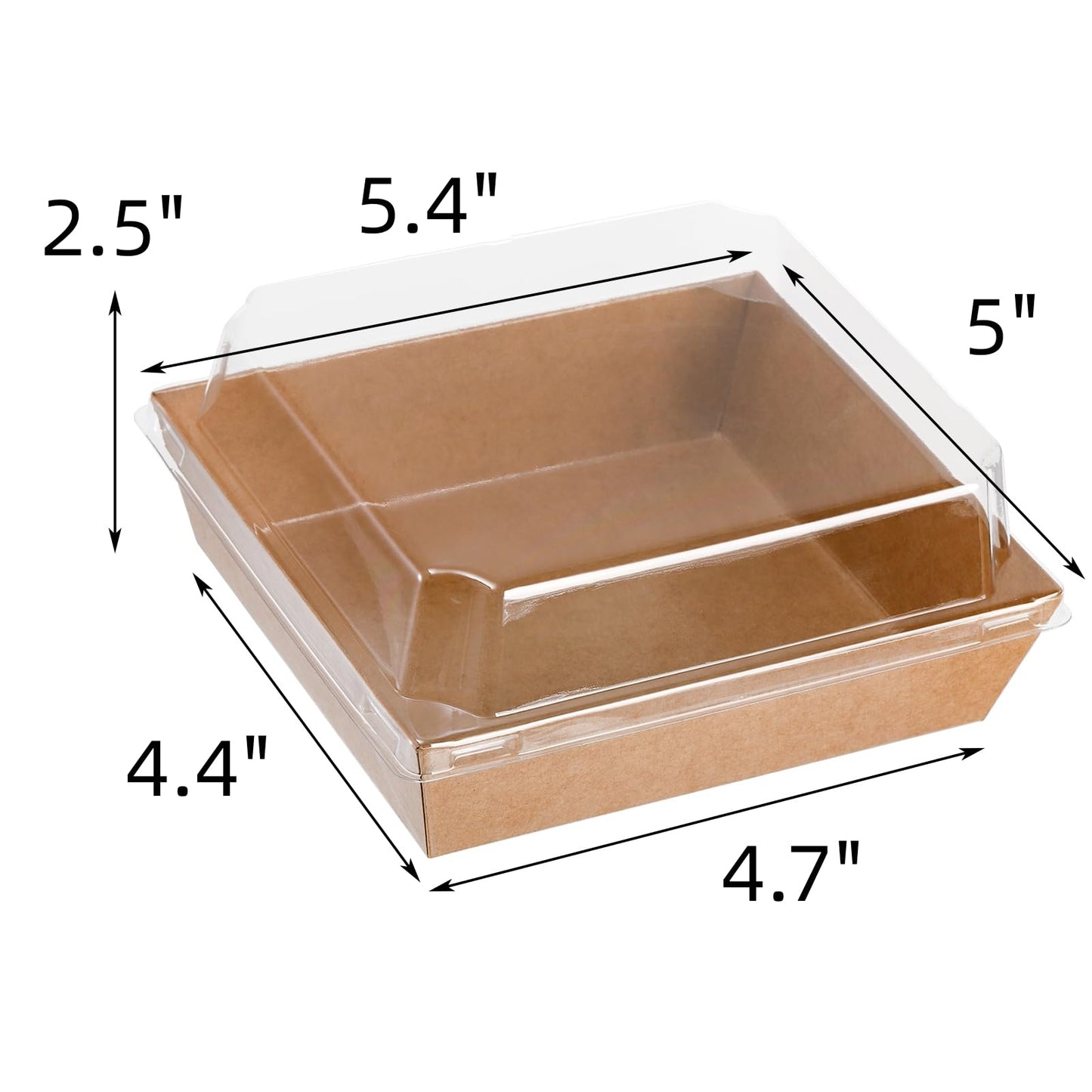 Hiceeden 100 Pack Charcuterie Boxes with Clear Lids, 5.4"×5"×2.5" Paper Bakery Dessert Sandwich Box, Disposable Square Food Containers for Cookies, Donuts, Muffins, Salad, and Pastry, Brown