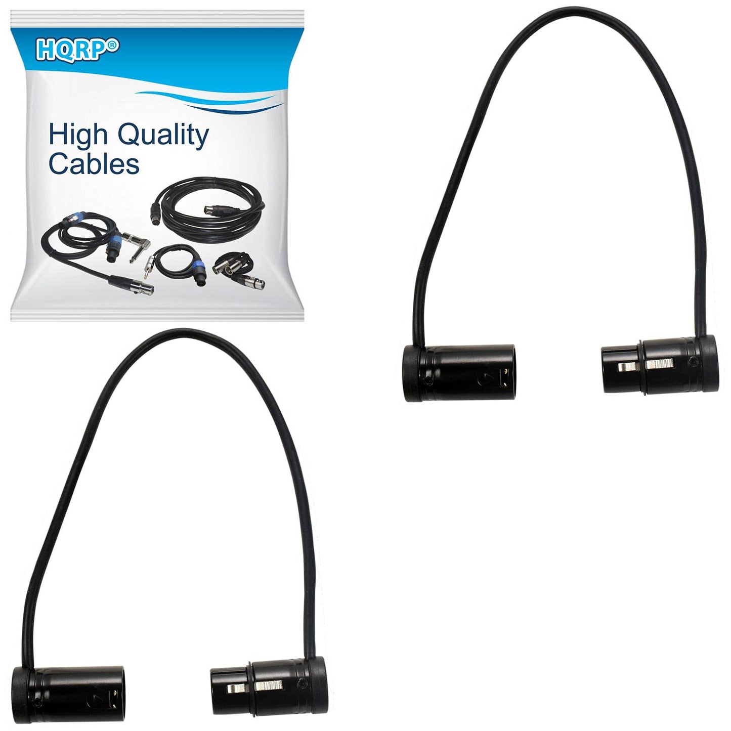 Hqrp 2-Pack 3-Pin Xlr Female To 3-Pin Xlr Male Adjustable-Angle Low-Profile Cables Compatible With Sound Devices 302, 552, 633,