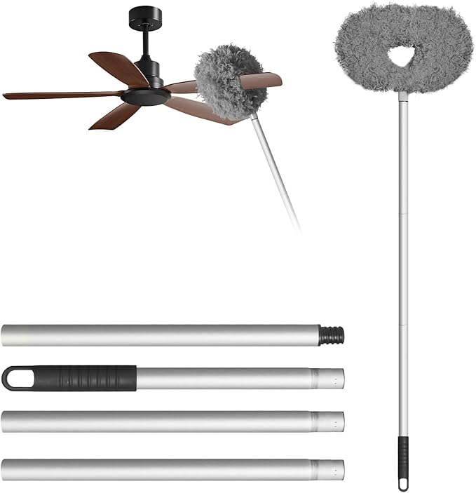Storystore Ceiling Fan Cleaner Duster with Extension Pole, Adjustable from 13 to 49.7 Inches, Removable Fan Blade Cleaner (Grey)
