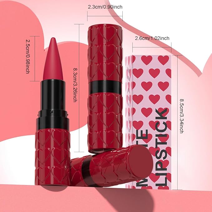 evpct Bright Red Gradient Matte Lipstick Lip Liner Combo Set for Older Women Long Lasting Waterproof, Big Red Lips Stick Crayon Pencil Cream Lip Liner and Lipstick Combo Makeup, Flawless Ombre Effect