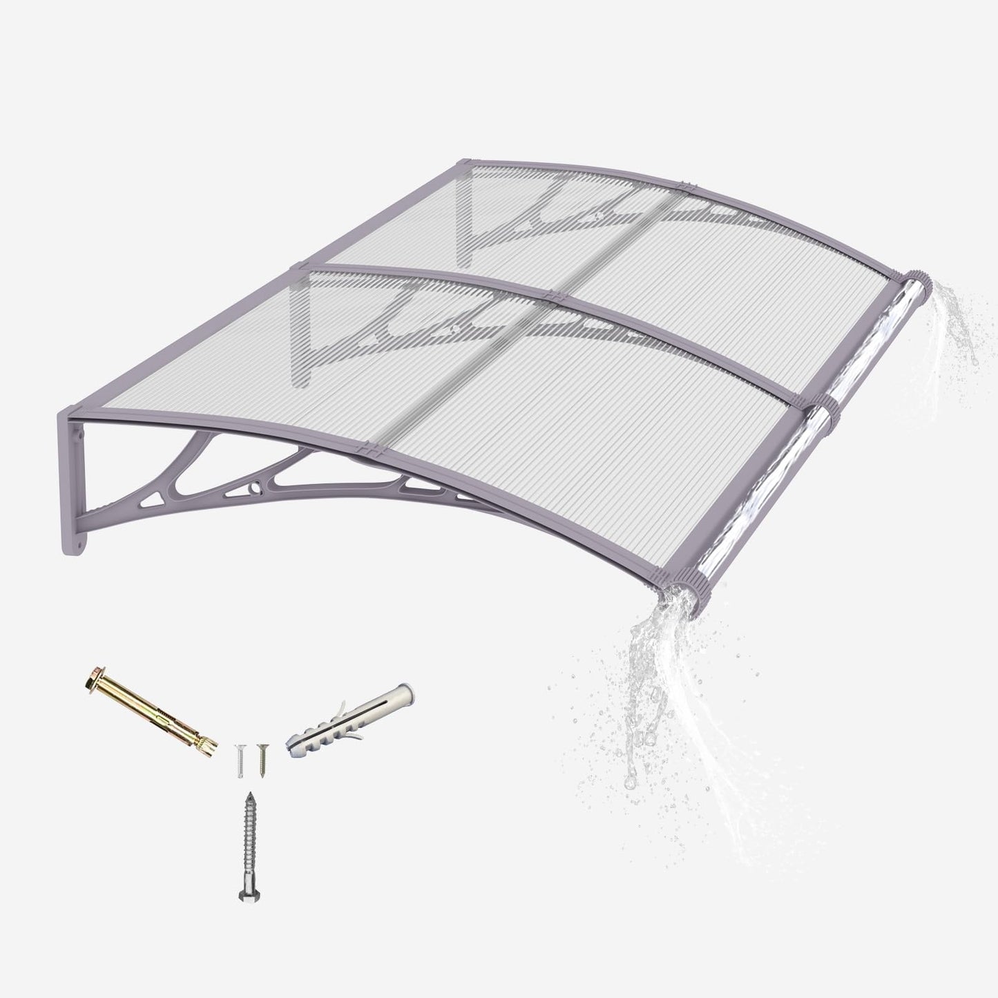 GGNEBAI Awning for Door Entrance,40x60 Inches Awnings for Doors with Separate Drainage,Front Door Awning Exterior,Polycarbonate UV, Rain, and Snow Protection for Porch,Patio,Window,Deck