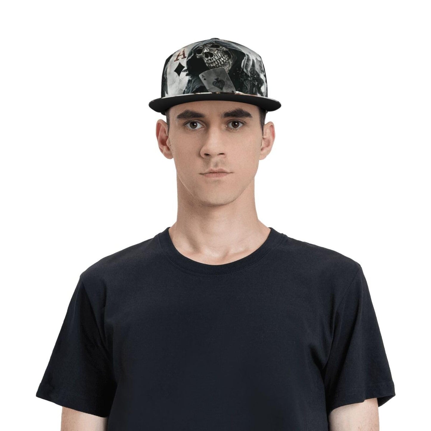 Playing Cards Grim Reaper Skull Unisex 3D Printing Classic Baseball Cap Snapback Flat Bill Hip Hop Hats Black