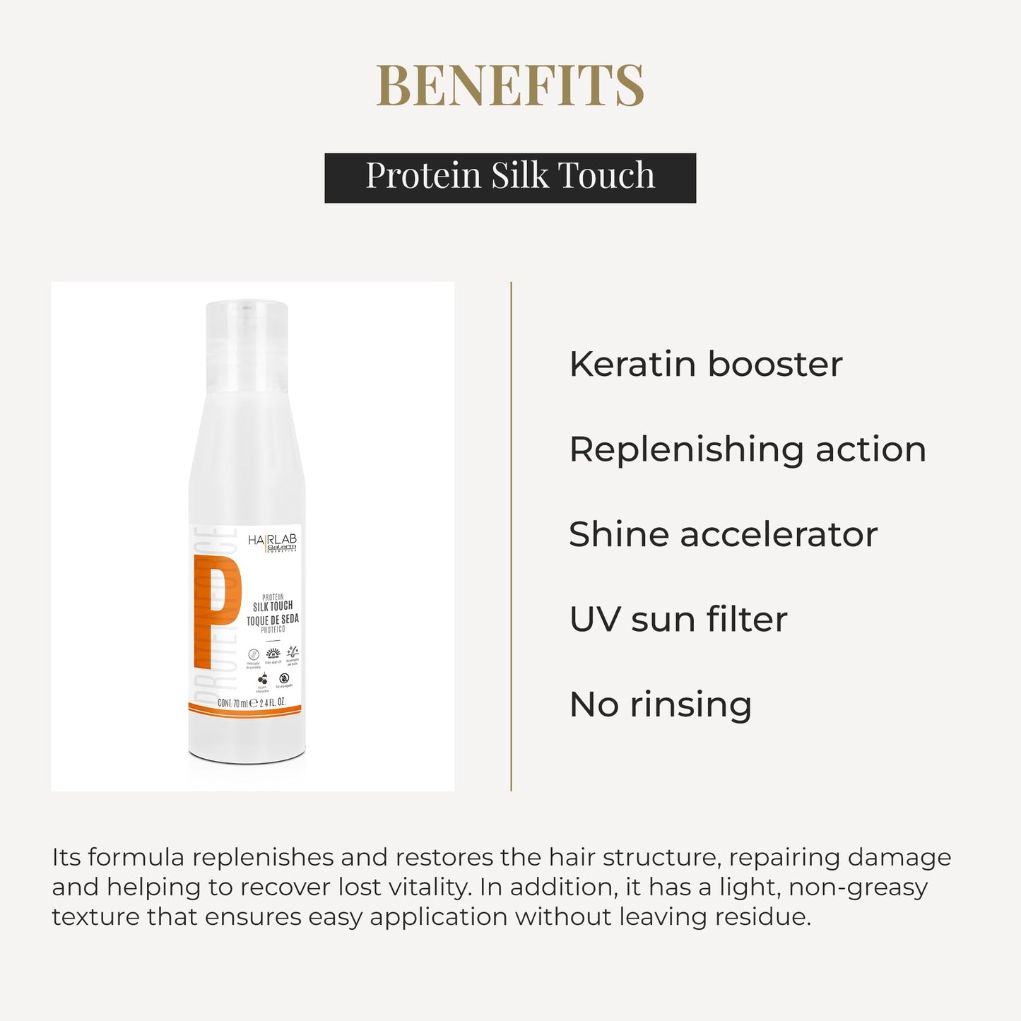 SALERM - Damaged Hair Repair Treatment - Silk Protein Touch - 70 ml - With Keratin - Protects Hair from Heat - Adds Shine and So