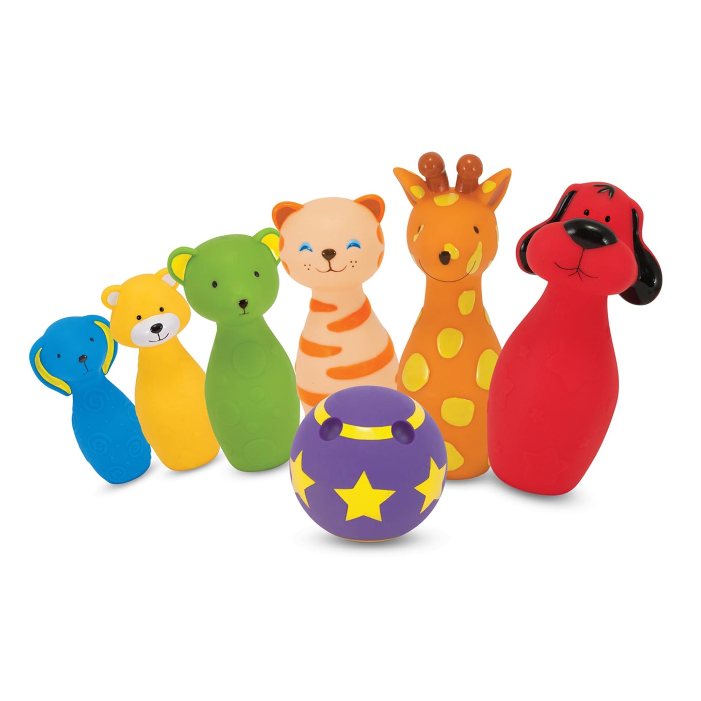 Melissa & Doug K's Kids Bowling Friends Play Set and Game with 6 Pins and Convenient Carrying Case - Indoor Outdoor Bowling Set, Soft Plastic Animal Bowling Pins, Toddler Bowling for Ages 2+