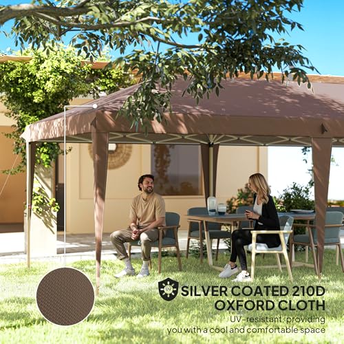 Outsunny 10' x 20' Pop Up Canopy Tent, Upgraded Heavy Duty Tents for Parties, Outdoor Instant Gazebo Sun Shade Shelter wit...