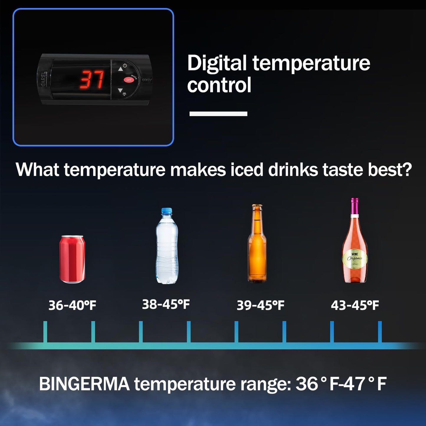 BINGERMA Back Bar Cooler with 3 Sliding Glass Doors 10.5 Cu.ft. ETL Commercial Beverage Refrigerator Black Drink Fridges for Beer, Wine,Soda, Drinks