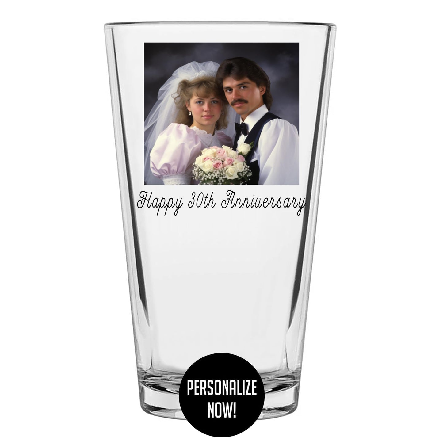 Personalized 16oz Photo Picture Print Pint Beer Glass - Wedding Gifts Anniversary for Couple, Parents Husband Wife, Best Unique Gift Ideas 20th 25th 30th 40th 45th 50th 60th, Year Anniversary