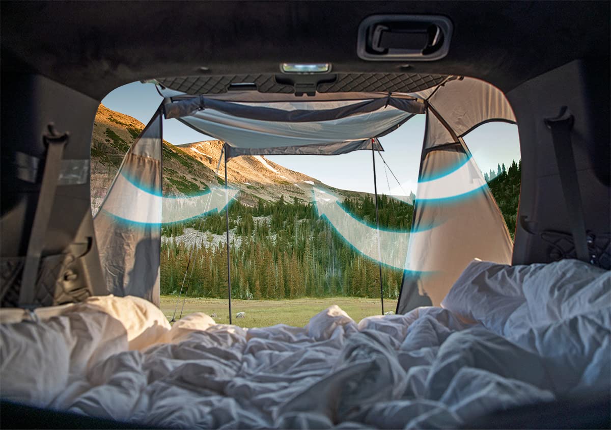 KAMPKEEPER SUV Car Tent, Tailgate Shade Awning Tent for Camping, Vehicle Camping Tents Outdoor Travel (Khaki)
