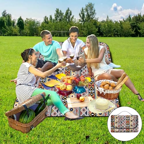 DUFFOBAN Picnic Blanket 80x80 Inch Waterproof Sandproof - Extra Large Collapsible Beach Mat for Outdoor, Camping, Travel -...
