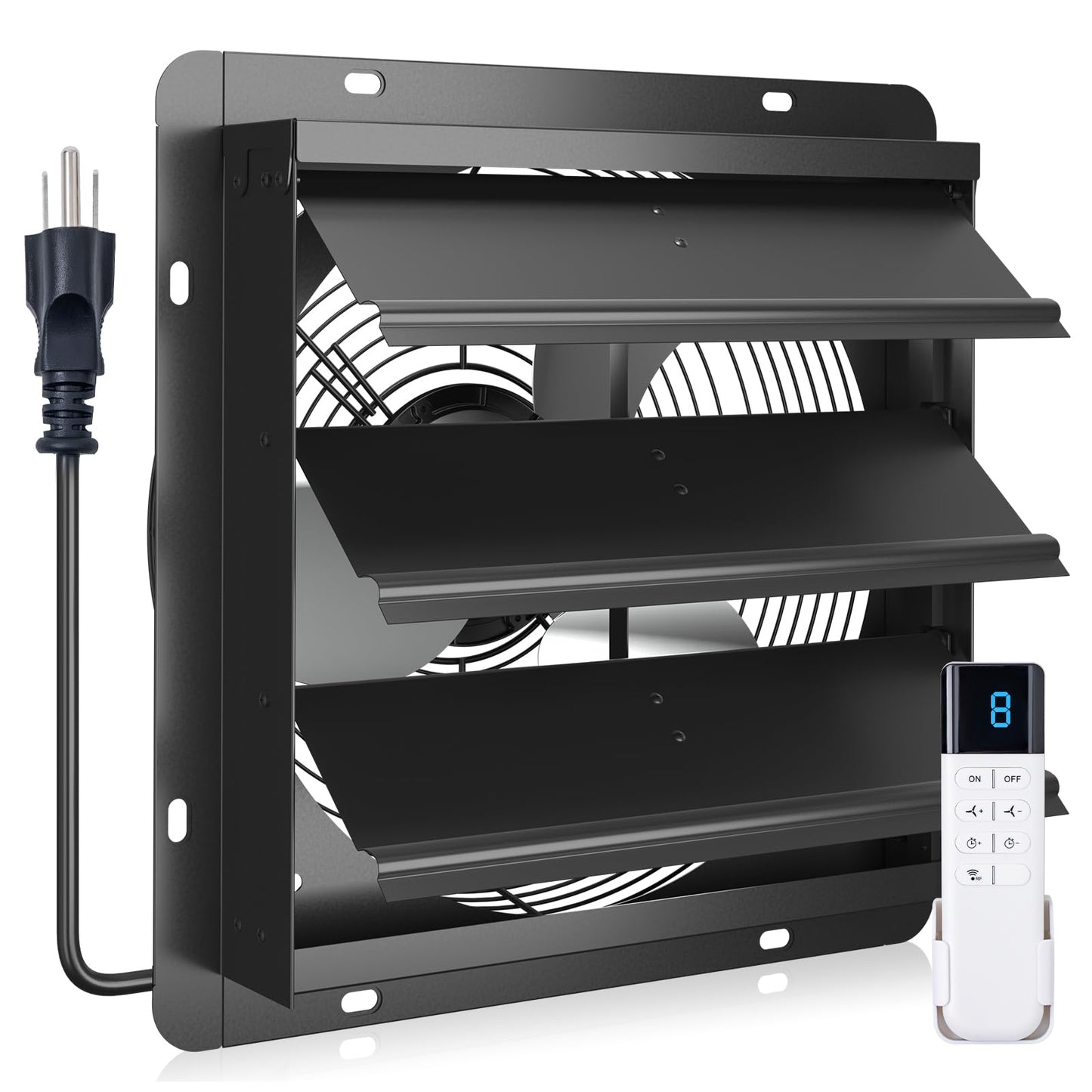 Addlon 12 Shutter Exhaust Fan Wall Mounted With Ec Motors And Remote Control, Timer, 8 Speeds, 1250Cfm, Low Noise, Easy To Insta