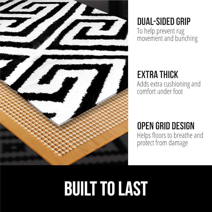 GORILLA GRIP Strong Rug Pad Gripper, 10x14 FT, US Designed, Grips Keep Area Rugs Safe and in Place, Thick, Slip and Skid Resistant Pads for Hard Floors, Under Carpet Mat Cushion Hardwood Protection