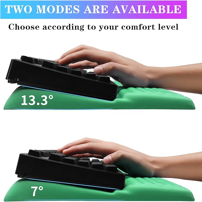 Computer Keyboard Stand with Wrist Rest, Ergonomic Tilted Keyboard Holder - Keyboard Riser with Wrist Pad - Keyboard Tray Support for Office Home - Green