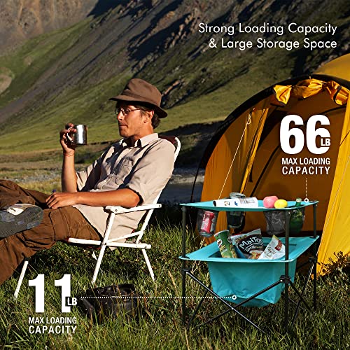 VILLEY Portable Camping Picnic Table, Lightweight Folding Beach Table with 4 Cup Holders and Carry Bag for Camp, Travel, F...