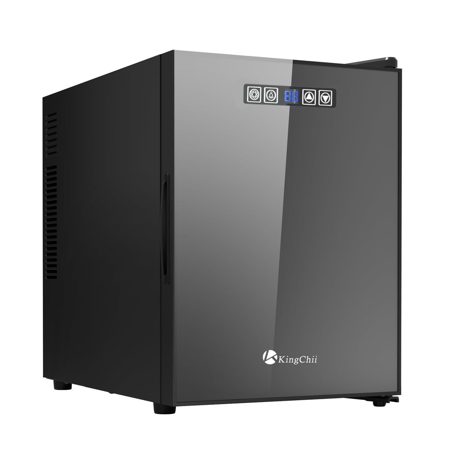 KingChii 12 Bottle Wine Cooler, Freestanding Wine Fridge with Glass Door, Adjustable Shelves & Digital Temperature Display Wine Refrigerator for Red, White, Champagne - Perfect for Home, Kitchen, Bar