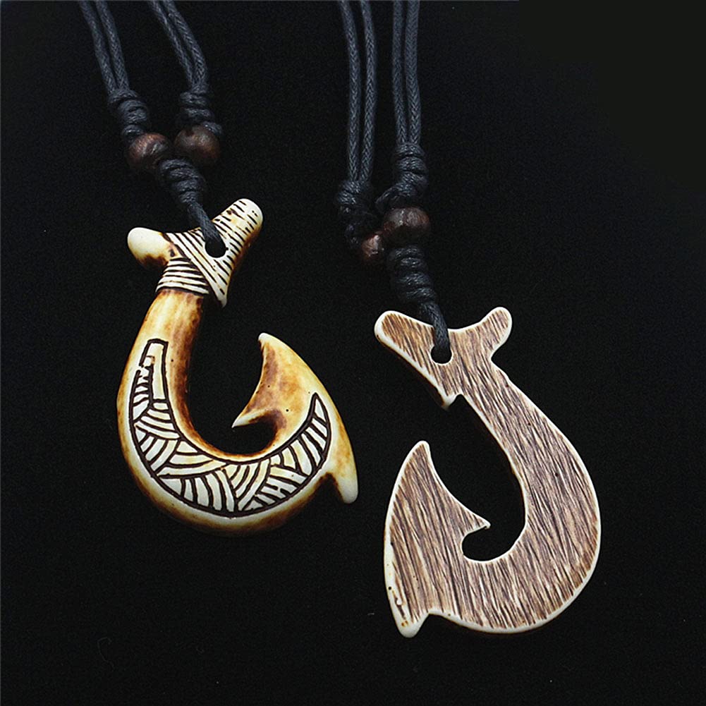 Scddboy Hawaiian Maori Fish Hook Pendant -Maui Beach Sufer Tribal Necklace