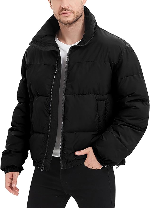 Flygo Mens Puffer Jacket Winter Coats Water Resistant Long Sleeve Zip Up Lightweight Quilted Down Jackets