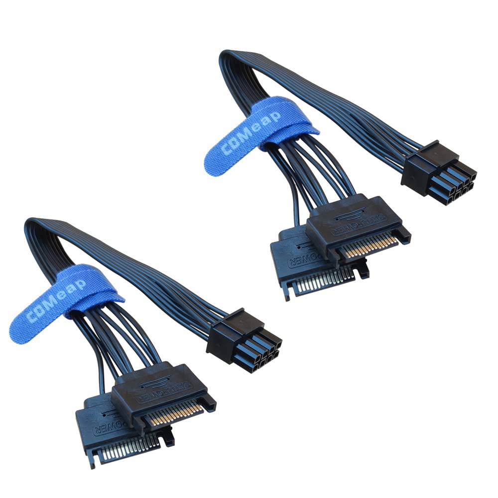 Comeap (2-Pack) Sata To 8 Pin Gpu Power Adapter, 8 Pin (6+2) Pcie To Dual Sata Splitter Cable 9-Inch(23Cm)