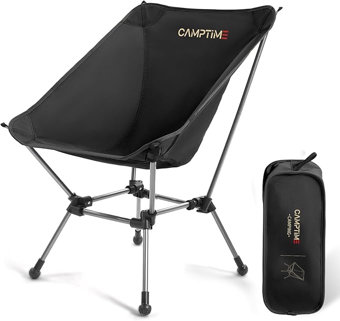 Camptime Portable Camping Chair Plus, Larger & Roomier, Compact and Lightweight, Folding Chair for Backpacking & Hiking, 3...