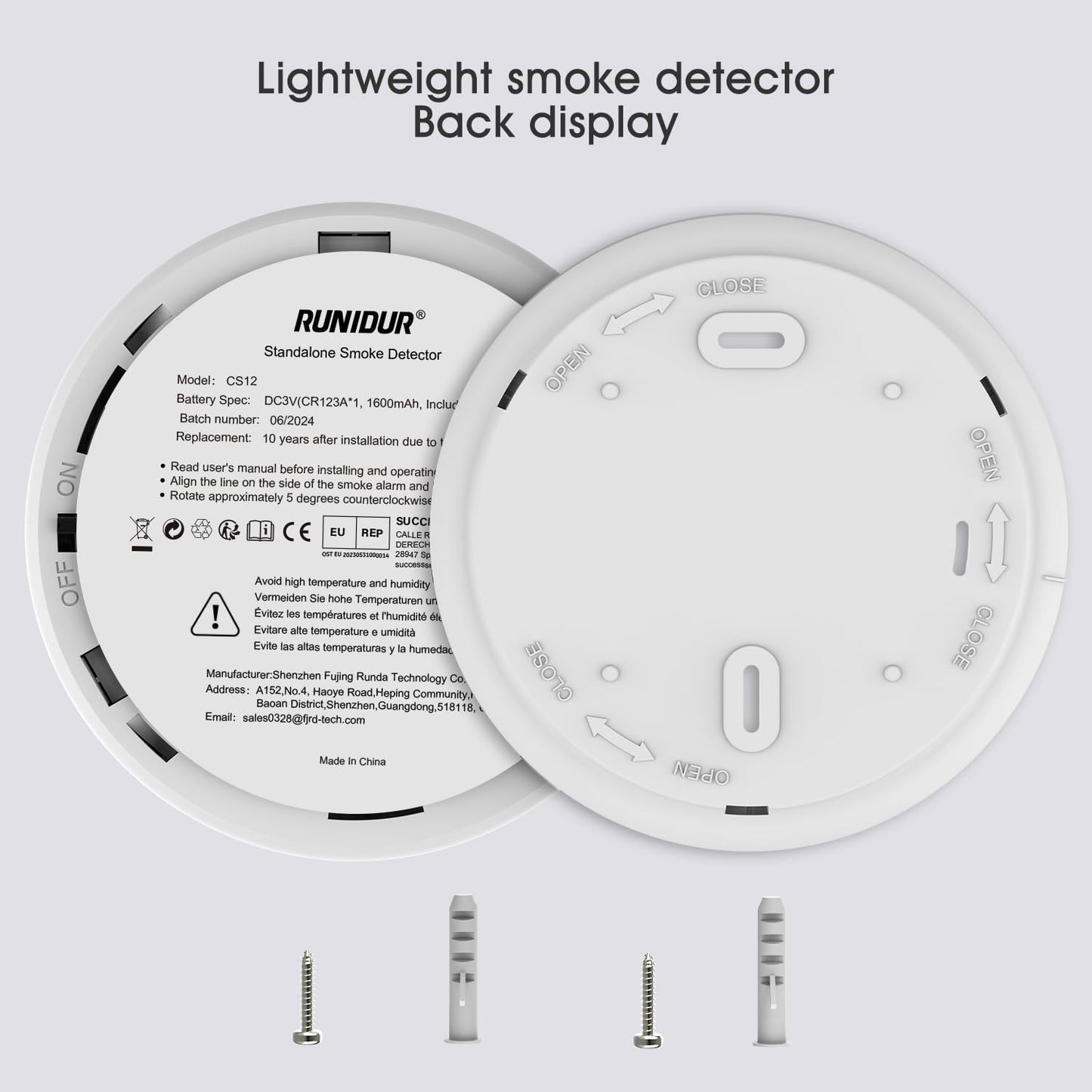 Runidur 2-in-1 10 Year Battery Operated Smoke and CO Detector, Test Button and Loud 85 dB Alarm,Easy Installation (2 Pack)