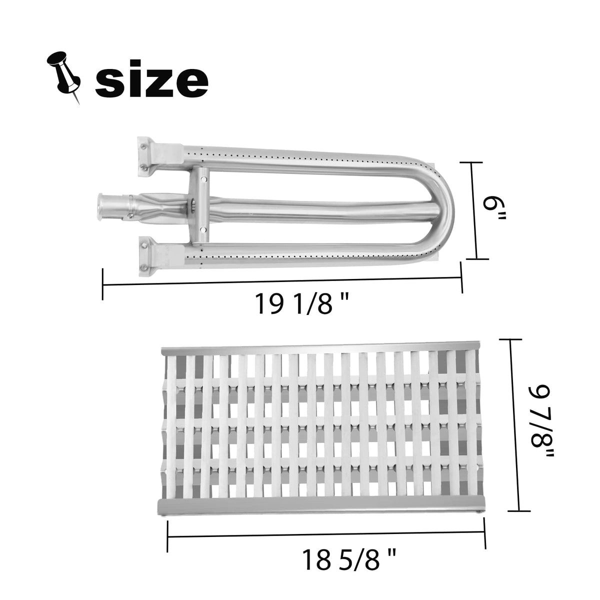 Clivimi Grill Heat Plates Heat Shield Grill Burners for DCS Grills 27DBQR, BGA36-BQARL/BQARN, BGA48-BQARL/BQARN, Ceramic Rod Complete Radiant Tray BBQ Gas Grill Replacement Parts Stainless Steel