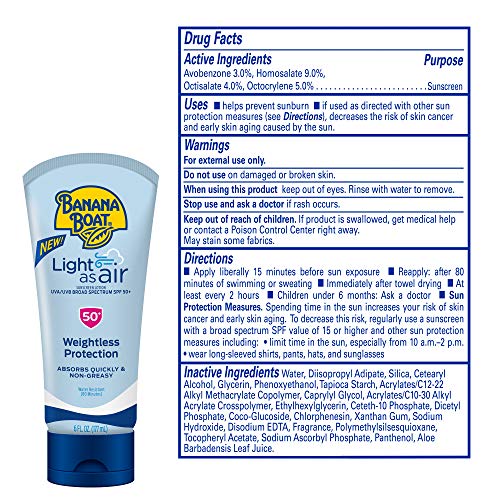 Banana Boat Light As Air Sunscreen Lotion SPF 50 Twin Pack | Lightweight & Non-Greasy Lotion Sunscreen SPF 50, Sunblock, O...